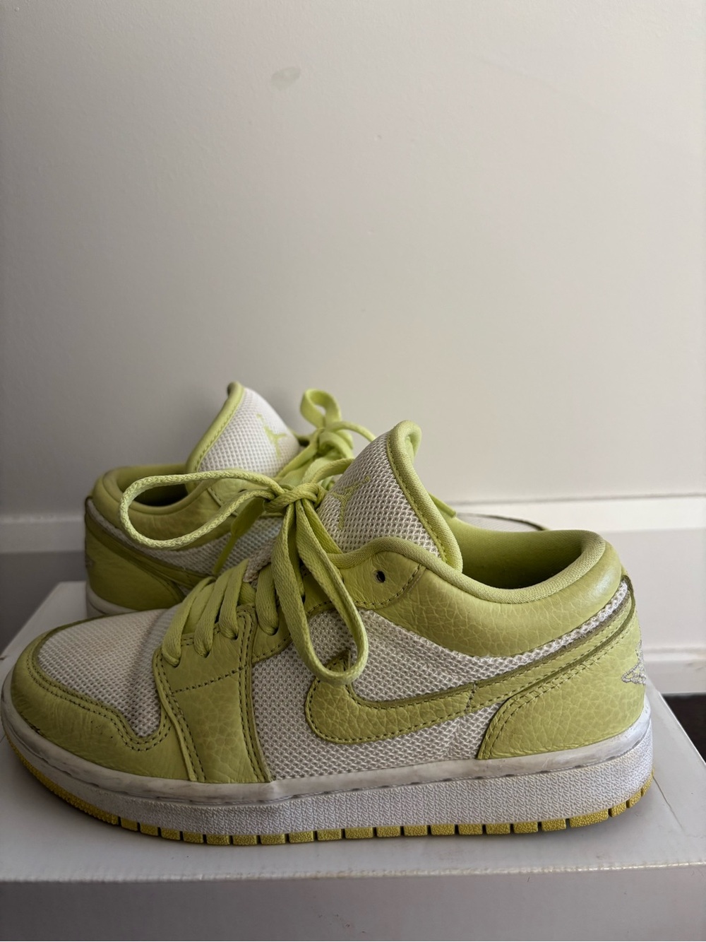 Nike Dunk Low-Top Sneakers in Lime Green and White